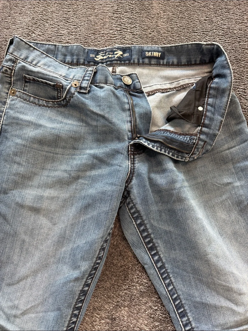 Seven7 Men's Bootcut Jeans in Faded Blue Denim
